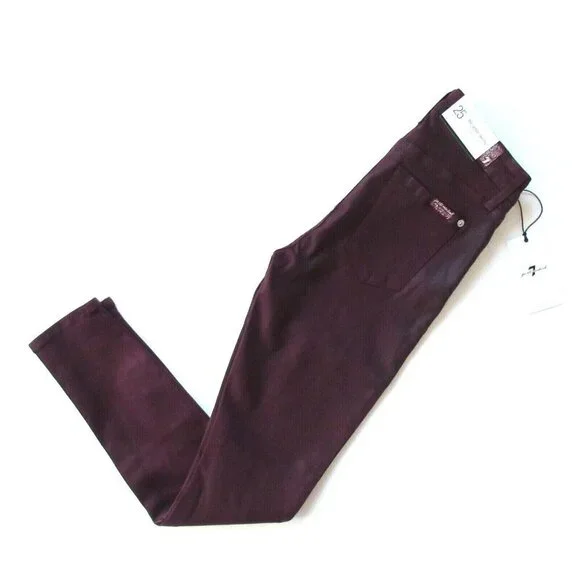 NWT 7 For All Mankind The Skinny Ankle in Bordeaux Coated Stretch Jeans 25 - Picture 3 of 5
